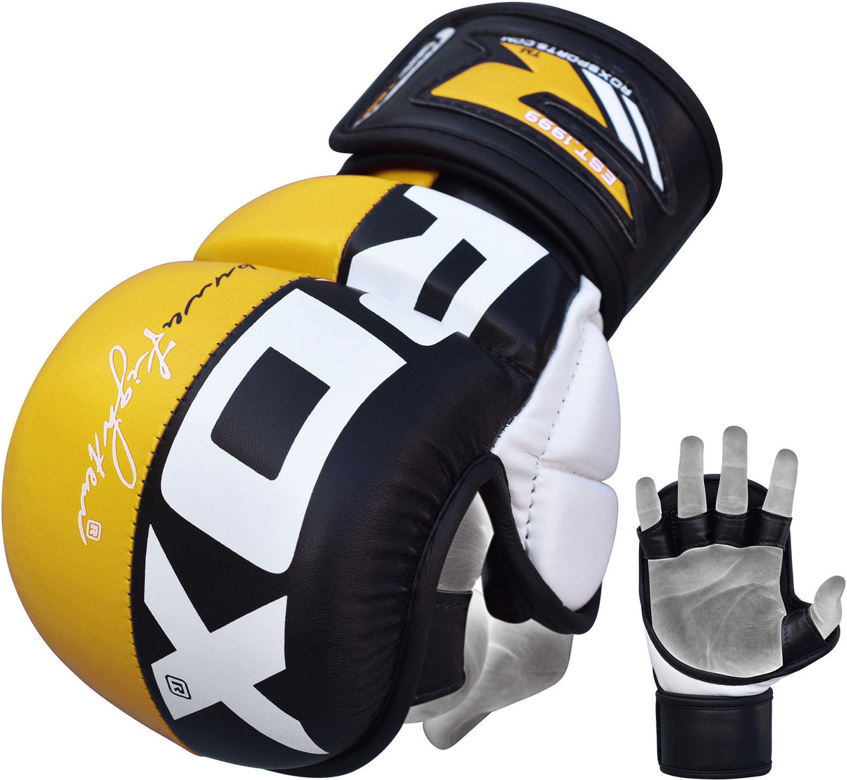 RDX MMA Gloves for Martial Arts Grappling Training Mitts White S